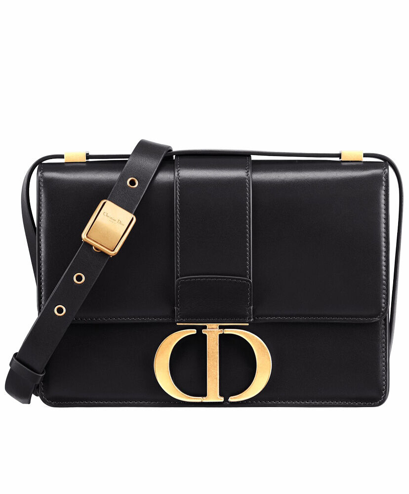 Christian Dior 30 Montaigne Flap Bag Leather Black